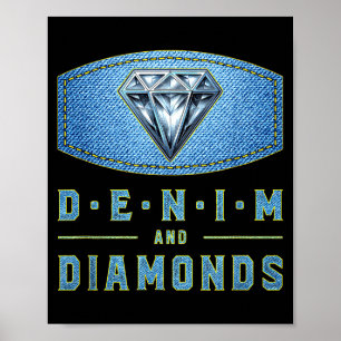 Denim and diamonds western fashion concert party poster