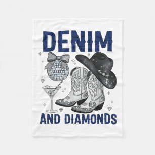 Denim And Diamonds Western Women Boots Jeans Rodeo Fleece Blanket
