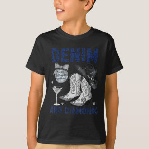 Denim And Diamonds Western Women Boots Jeans Rodeo T-Shirt