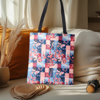Denim and Floral Patchwork with Cherry Blossom