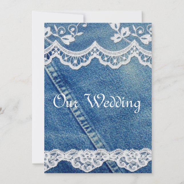 Denim and Lace Rustic Country Wedding Invitations (Front)