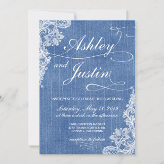 Denim and Lace rustic wedding invitation