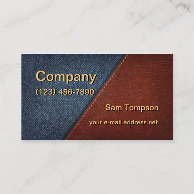 Denim and Leather Business Card (Front)