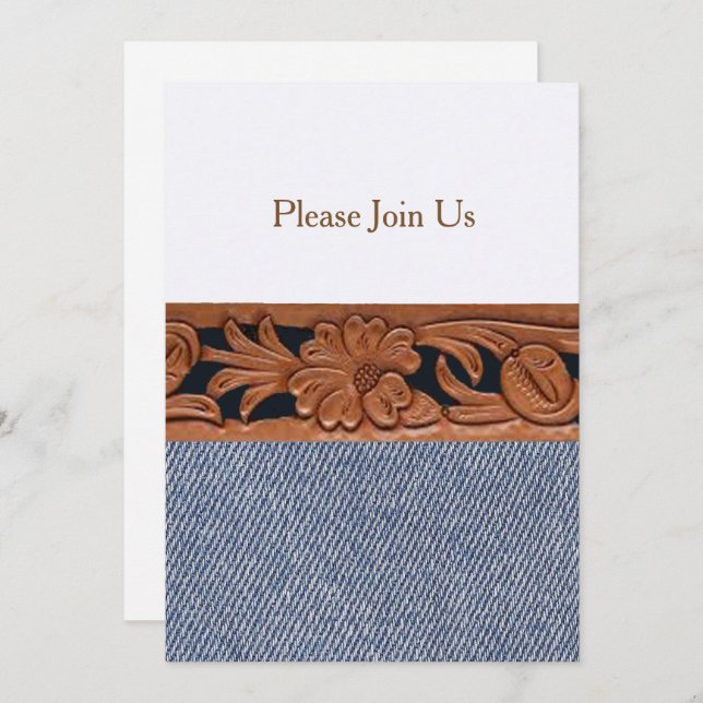 Denim and Leather Western Belt Invitation Template (Front/Back)