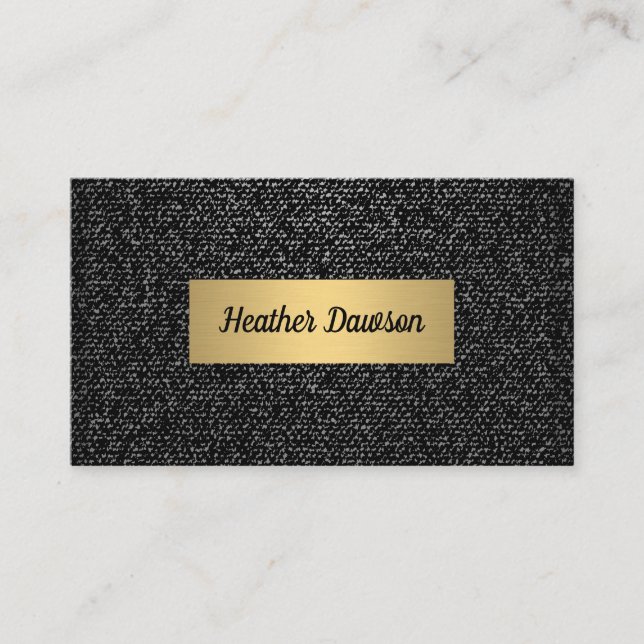 Denim and Metallic Gold Business Card (Front)