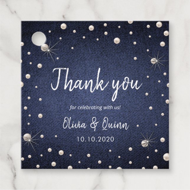 Denim and Pearls Favour Tag (Front)