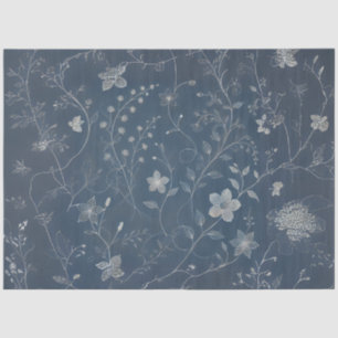 Denim and White Tiny Flowers Decoupage Tissue Paper