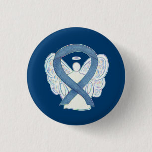 Denim Awareness Ribbon Angel Custom Button Pins