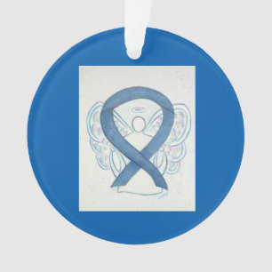 Denim Awareness Ribbon Angel Ornaments