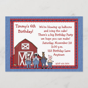 Denim Barnyard Birthday Buddies Invitation