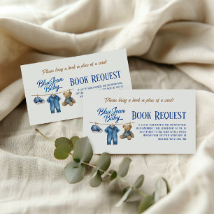Denim Bear Blue Jean Baby Shower Book Request Enclosure Card