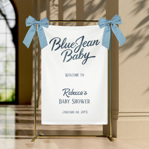 Denim Bear Clothesline Boy Blue Jean Baby Shower Banner