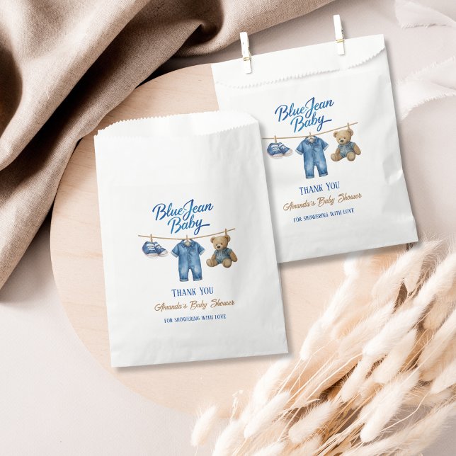 Denim Bear Clothesline Boy Blue Jean Baby Shower Favour Bags (Creator Uploaded)