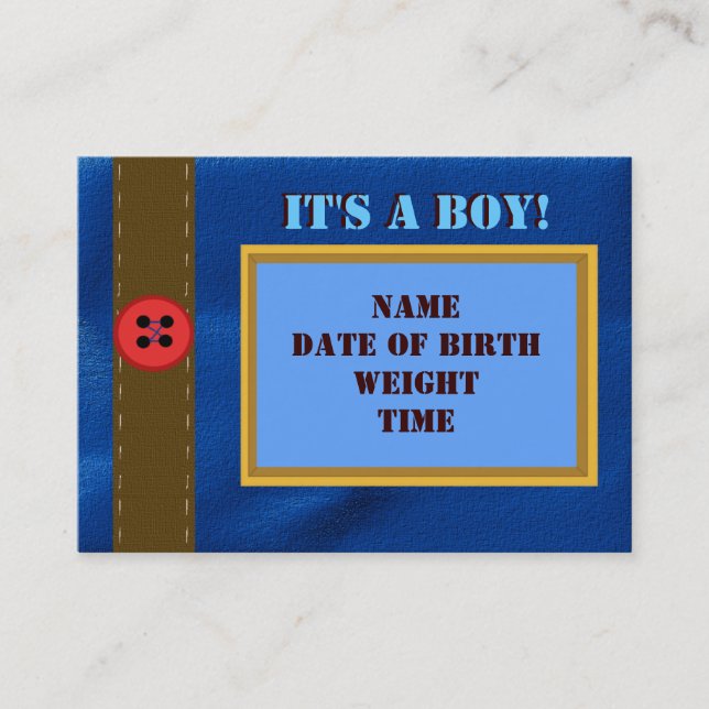 Denim Birth Announcement Card (Front)