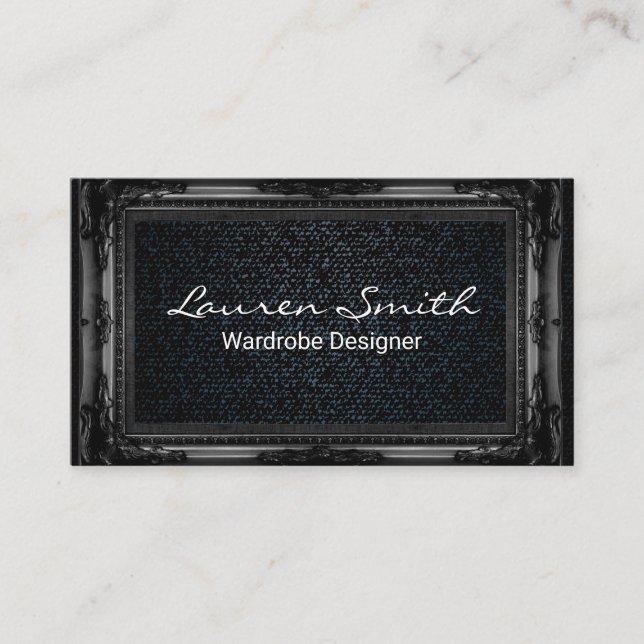 Denim | Black Fancy Frame Business Card (Front)