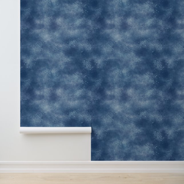 Denim Blue and Navy Watercolor Wallpaper (Application)