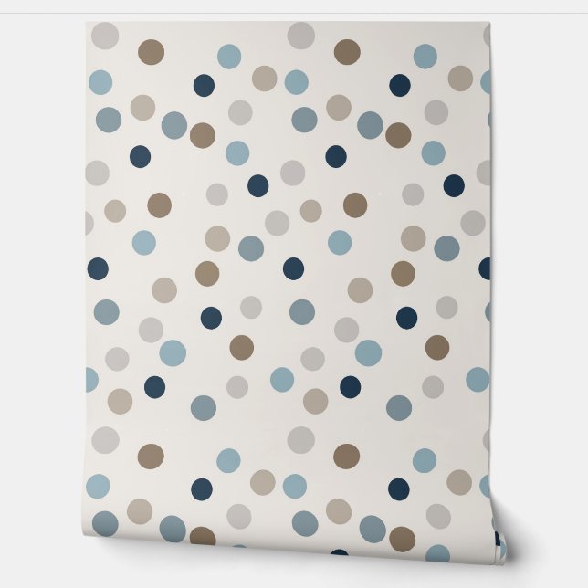 Denim Blue and Tan Dot Pattern Wallpaper (Unrolling)