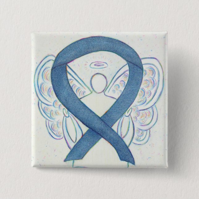 Denim Blue Angel Awareness Ribbon Custom Pins (Front)