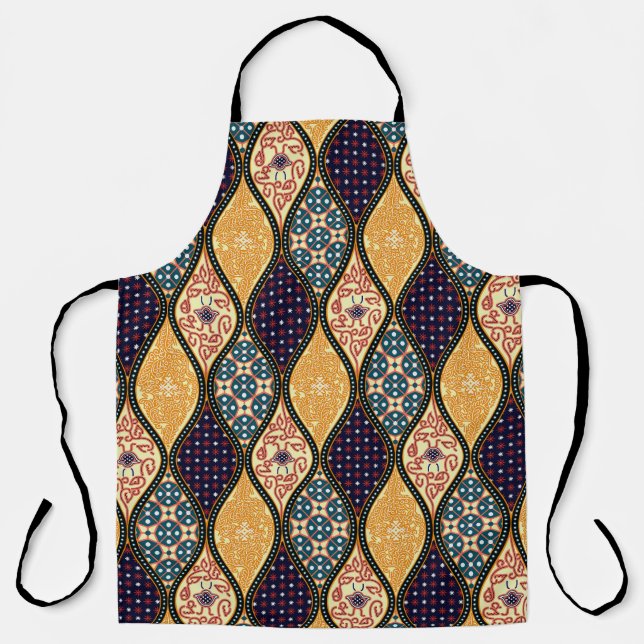 Denim Blue Art Nouveau: Seamless Apron (Front)