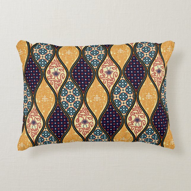 Denim Blue Art Nouveau: Seamless Decorative Cushion (Front)
