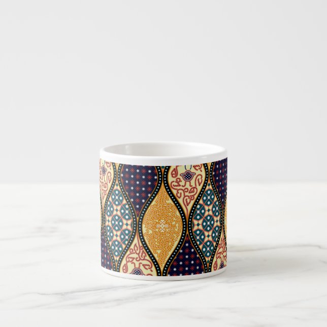 Denim Blue Art Nouveau: Seamless Espresso Cup (Front)