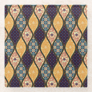 Denim Blue Art Nouveau: Seamless Glass Coaster