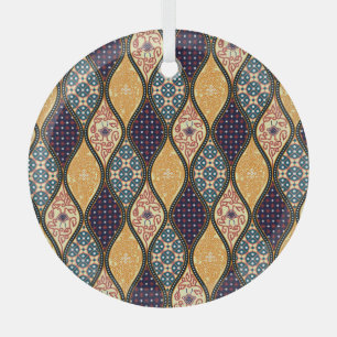Denim Blue Art Nouveau: Seamless Glass Tree Decoration