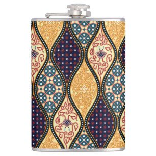 Denim Blue Art Nouveau: Seamless Hip Flask