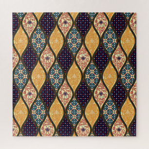 Denim Blue Art Nouveau: Seamless Jigsaw Puzzle