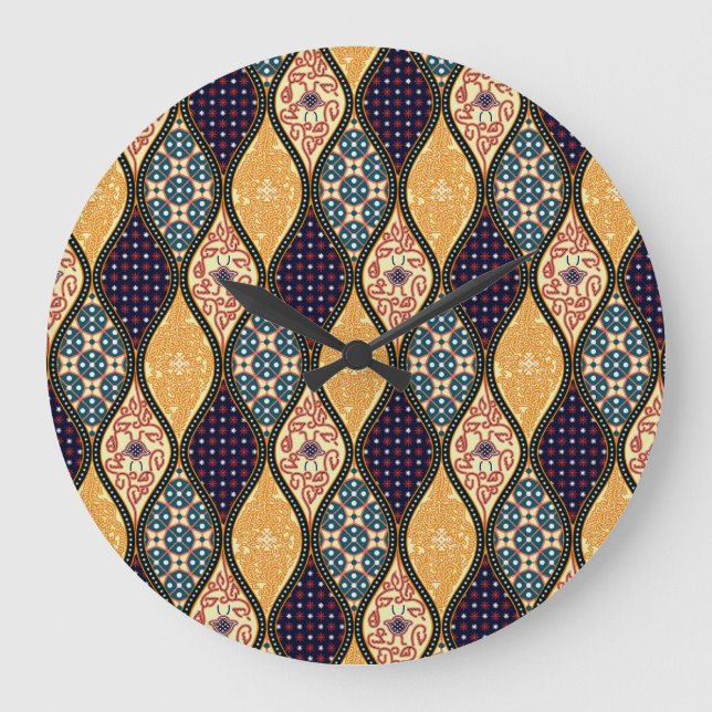 Denim Blue Art Nouveau: Seamless Large Clock (Front)