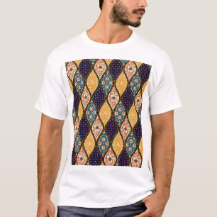 Denim Blue Art Nouveau: Seamless T-Shirt