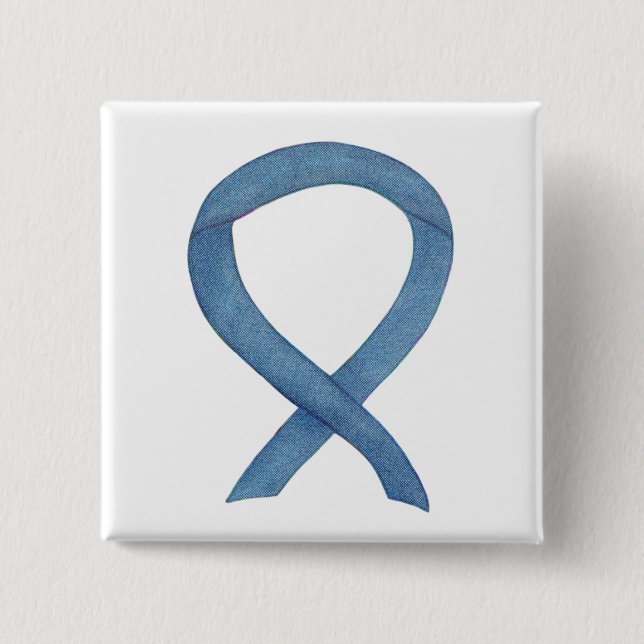 Denim Blue Awareness Ribbon Custom Pins (Front)
