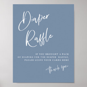 Denim Blue Baby Shower Diaper Raffle Card Poster