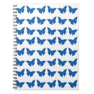 Denim Blue Bold Butterflies Spiral Notebook