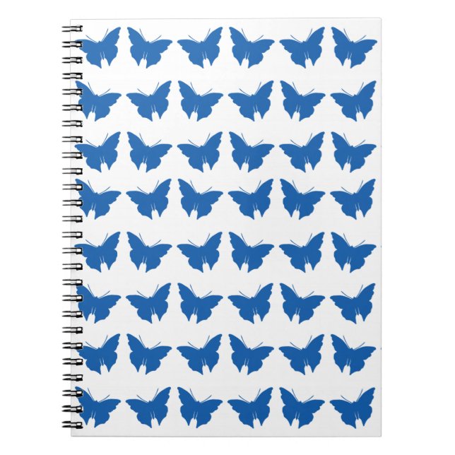Denim Blue Bold Butterflies Spiral Notebook (Front)