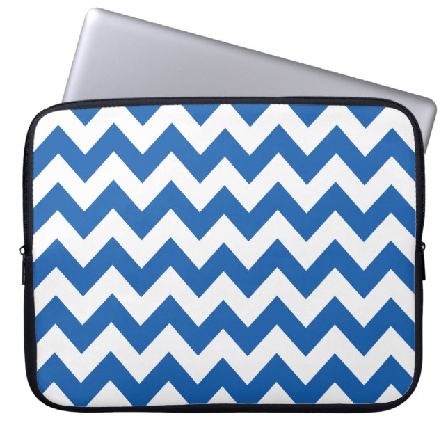 Denim Blue Bold Chevron Laptop Sleeve (Front)
