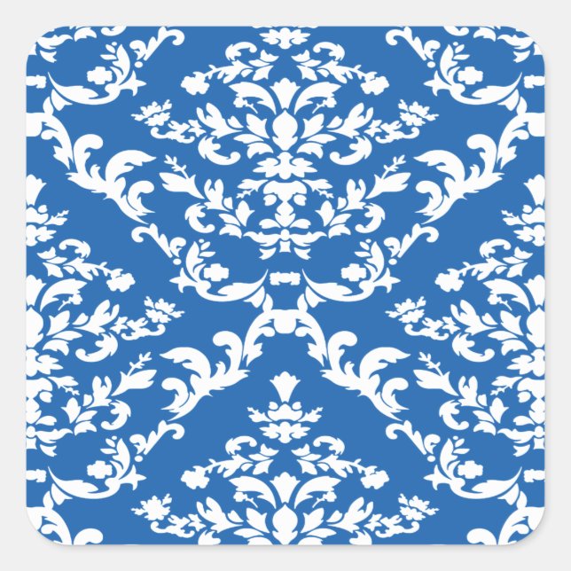 Denim Blue Bold Damask at Emporiomoffa Square Sticker (Front)