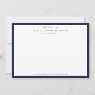Denim Blue Business Monogram From The Desk of  Card