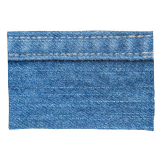 Denim Blue: Classic Jeans Texture. Pillowcase