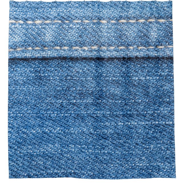 Denim Blue: Classic Jeans Texture. Shower Curtain (Front)