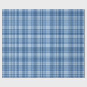 Denim Blue Classic Plaid Wrapping Paper