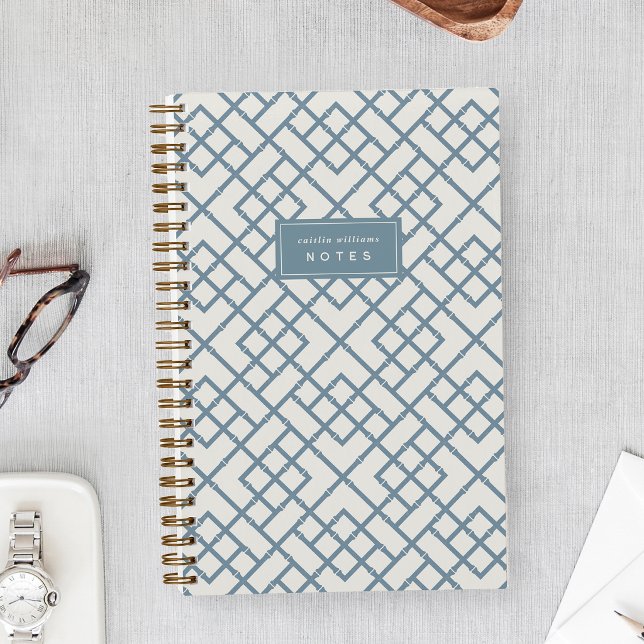 Denim Blue | Coastal Bamboo Trellis Personalised Notebook (Creator Uploaded)