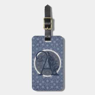 Denim Blue Decorative Monogram "A" Luggage Tag 