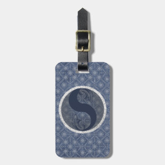 Denim Blue Decorative Monogram "S" Luggage Tag 