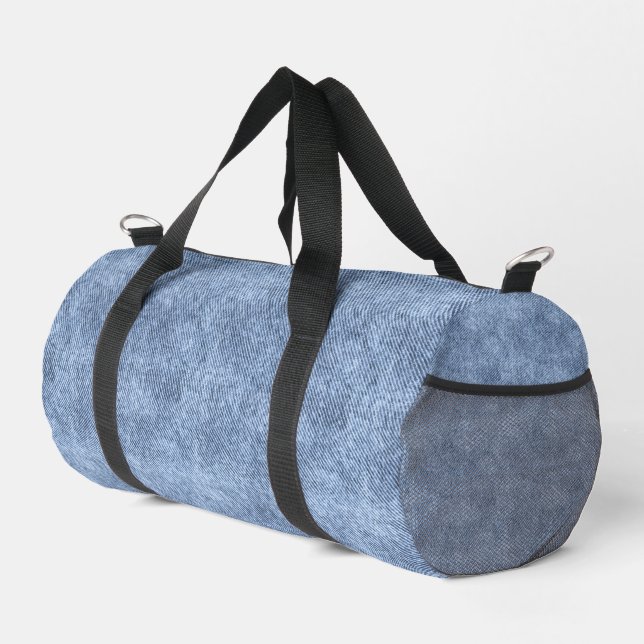 Denim Blue Denim Pattern Duffle Bag (Right Corner)