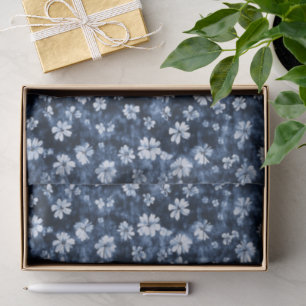 Denim Blue Flowers Bridal Shower Tissue Paper