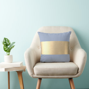 Denim Blue Gold Foil Rustic Faux Cushion