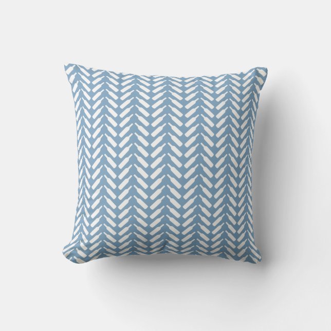 Denim Blue Herringbone Wine Bottle Pattern Cushion (Front)