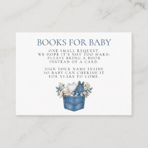 Denim Blue Jean Baby Shower Books for Baby Enclosure Card