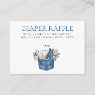 Denim Blue Jean Baby Shower Diaper Raffle Enclosure Card